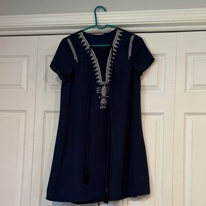 Navy Blue Embroidered Dress
